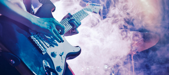 Electric guitar with smoke